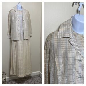 1950s metallic gown with jacket small. Metallic